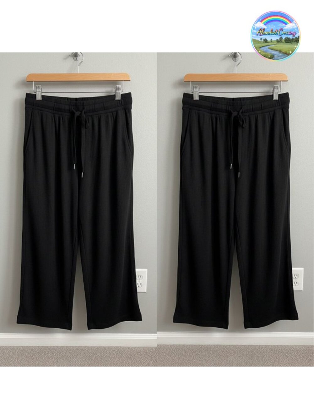 3 Pack Wide Leg Capri Yoga Pants High Waisted Sweatpants Cropped